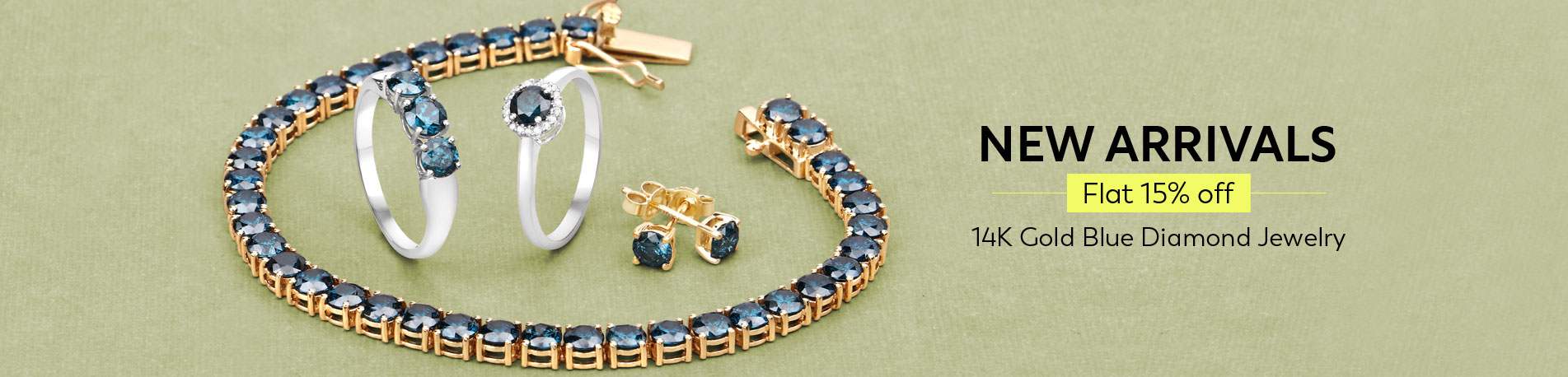 NEW ARRIVALS - 14k Gold Blue Diamond Jewelry