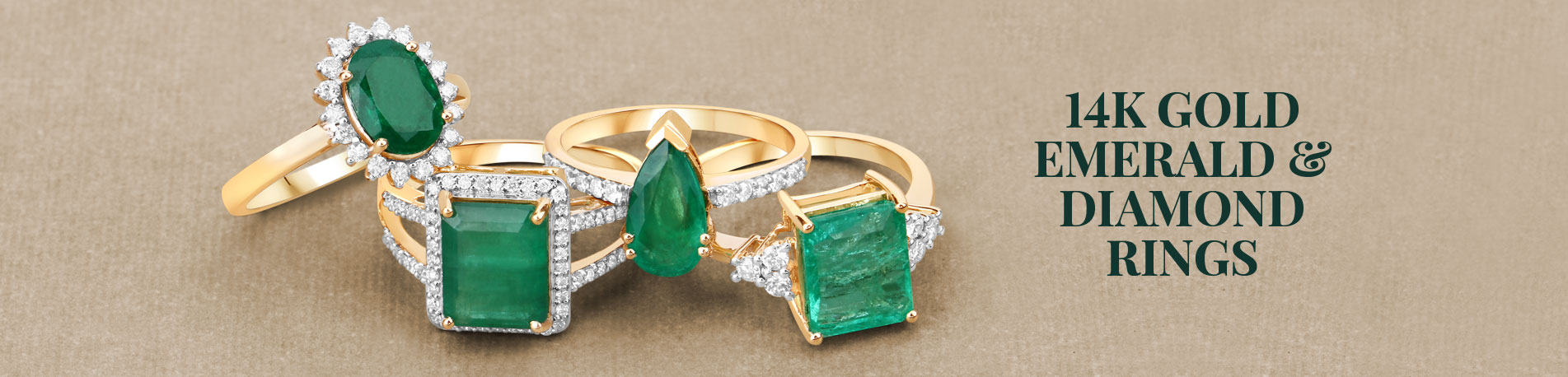 14k Gold Emerald & Diamond Rings